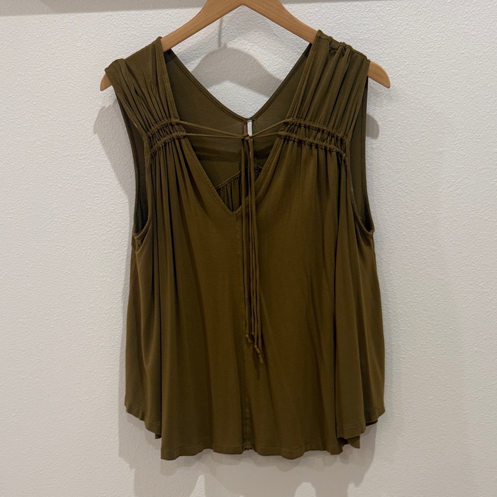 Free People Olive Sleeveless Tank Top